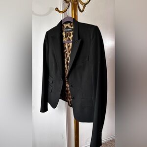 Dolce & Gabbana Black Blazer with Leopard Lining